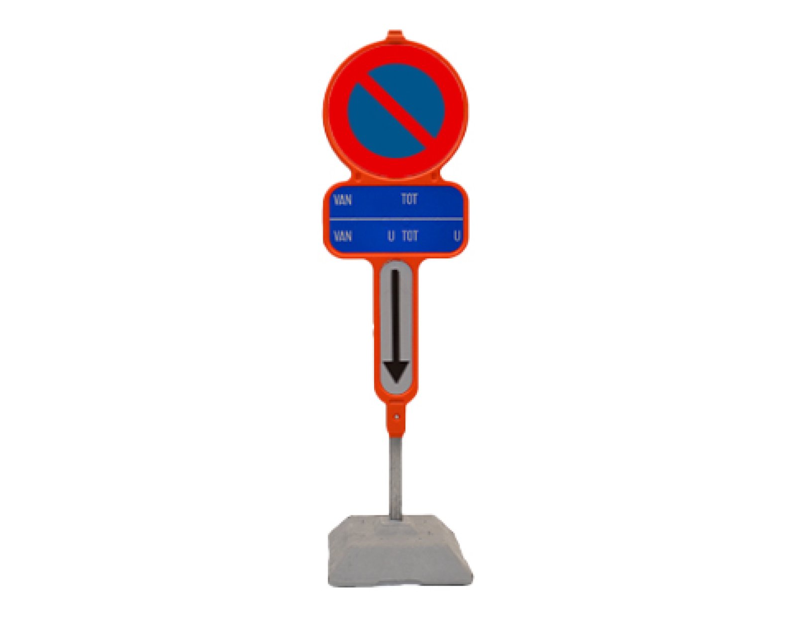 Parkeerverbod in PEHD E1 + datum blauw + Xb (exclusief sokkel)