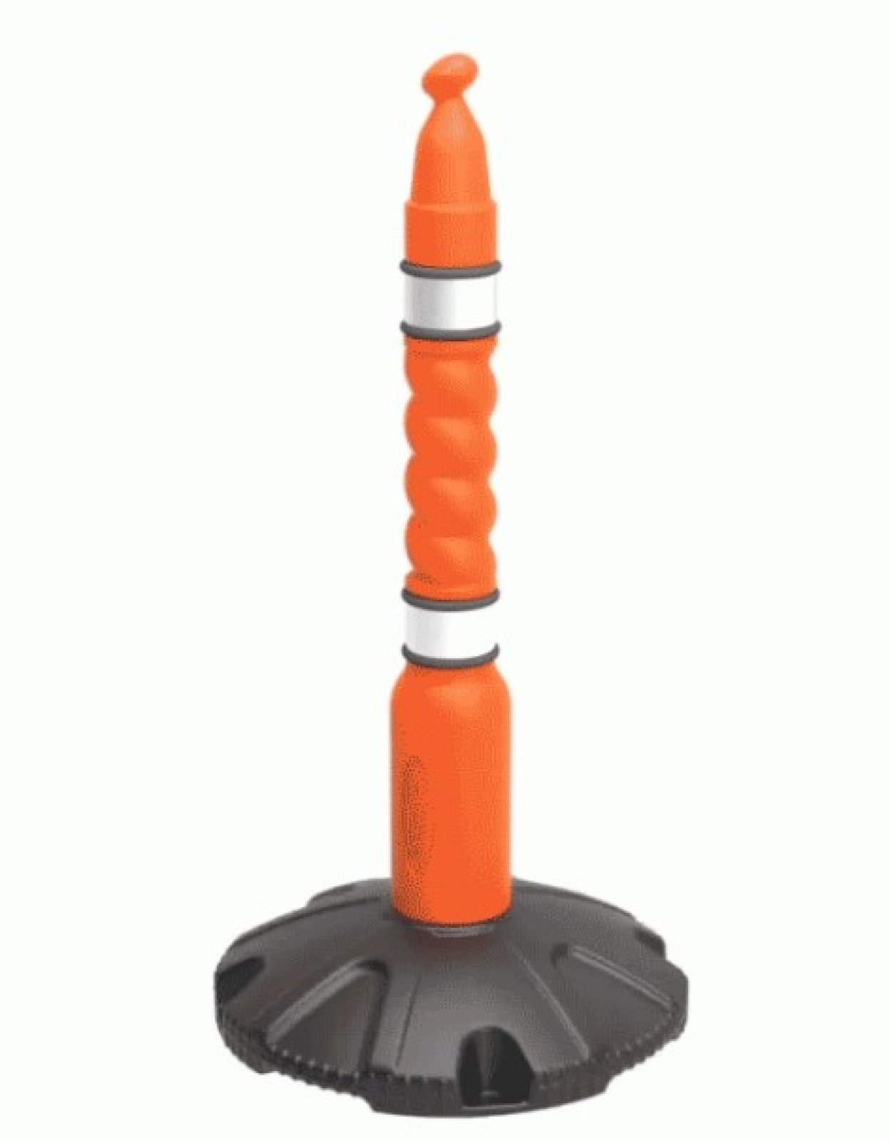 Poteau pvc orange avec réfl. + socle pour Adapteur avec ruban extensible 9 mètres - H: 1000mm - 2,2kg (l'estable avec l'eau ou sable)
