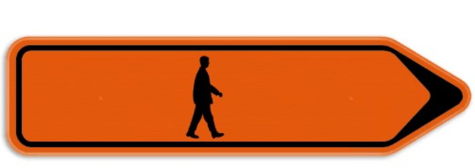 Sign arrow shaped T250 F41 1000 x 200 mm with pedestrian