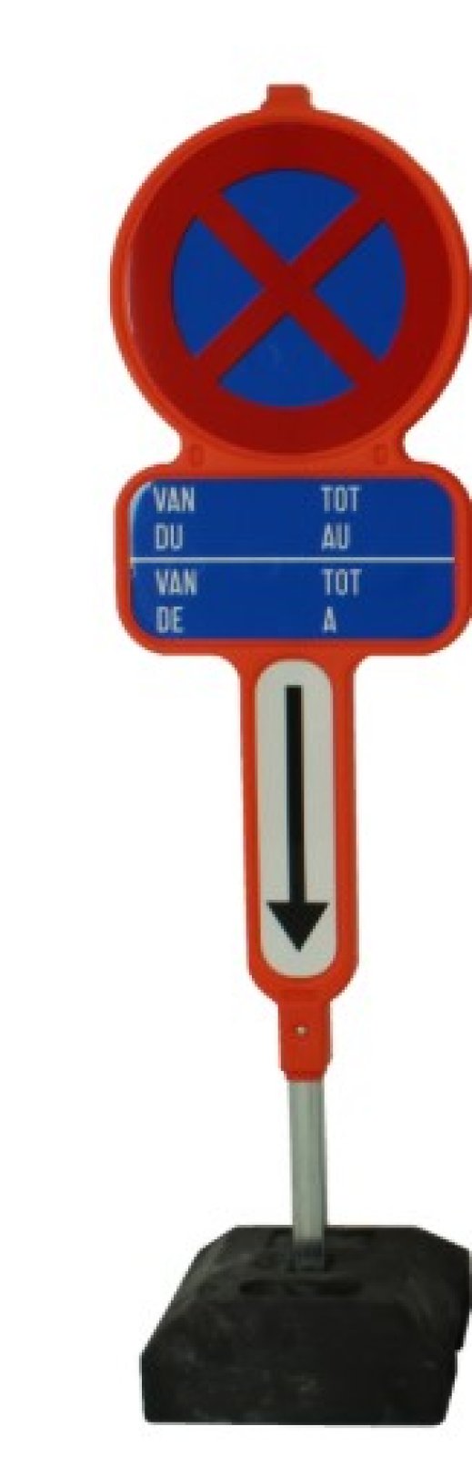 No parking sign PEHD E3 + blue date + Xb (excl. base) (Bilingual NL/FR)