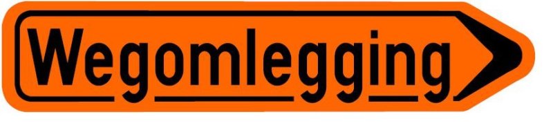Sign T250 WEGOMLEGGING R 850 x 200 mm