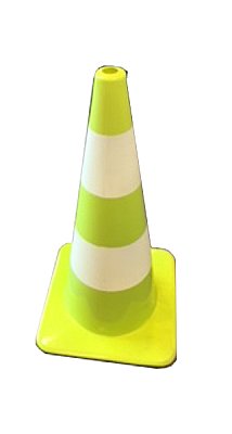 Cone 75cm soft pvc lime green 2 reflective stripes