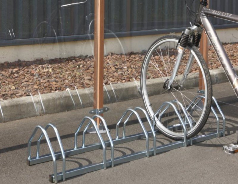 Zinc-coated Bicycle rack - 5 bikes - 1 level - L For tyre width 35-55 mm.