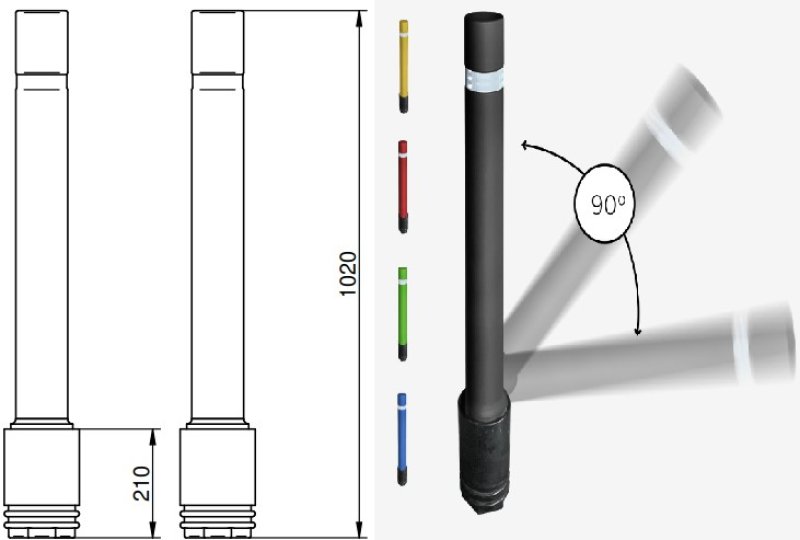 Flexibele paal Ø 100mm - H1020 mm - groen - om in te betonneren