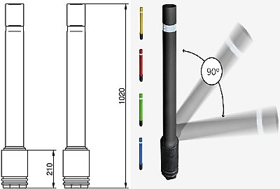 Flexibele paal Ø 100mm - H1020 mm - rood - om in te betonneren
