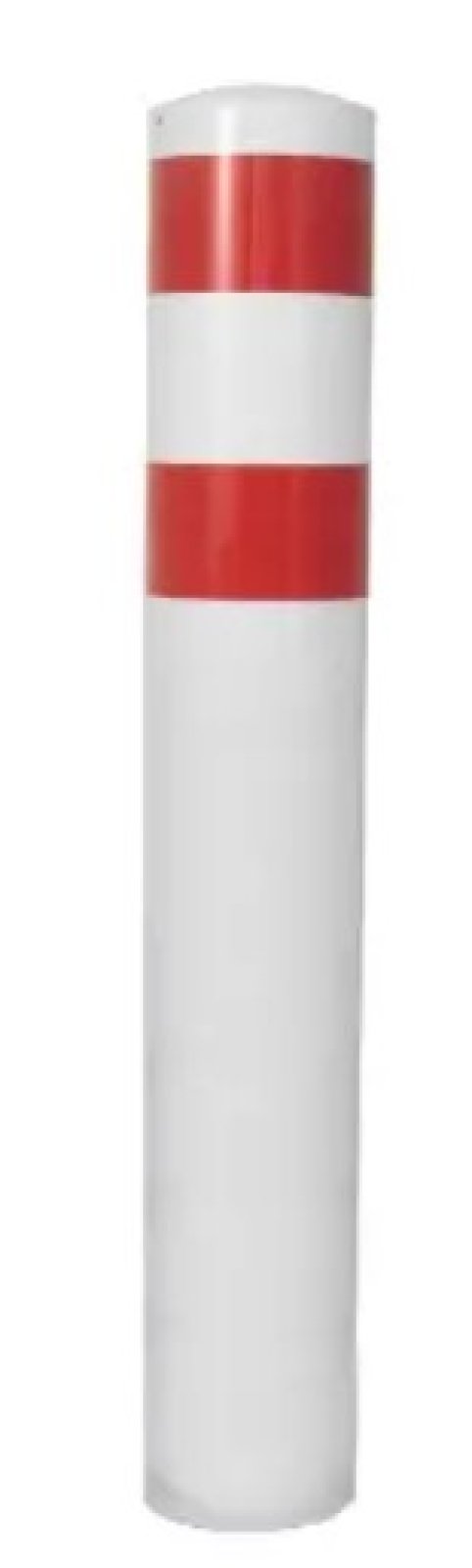 Poteau butoir à cimenter - blanc/rouge Ø89 mm x H 1.500 mm