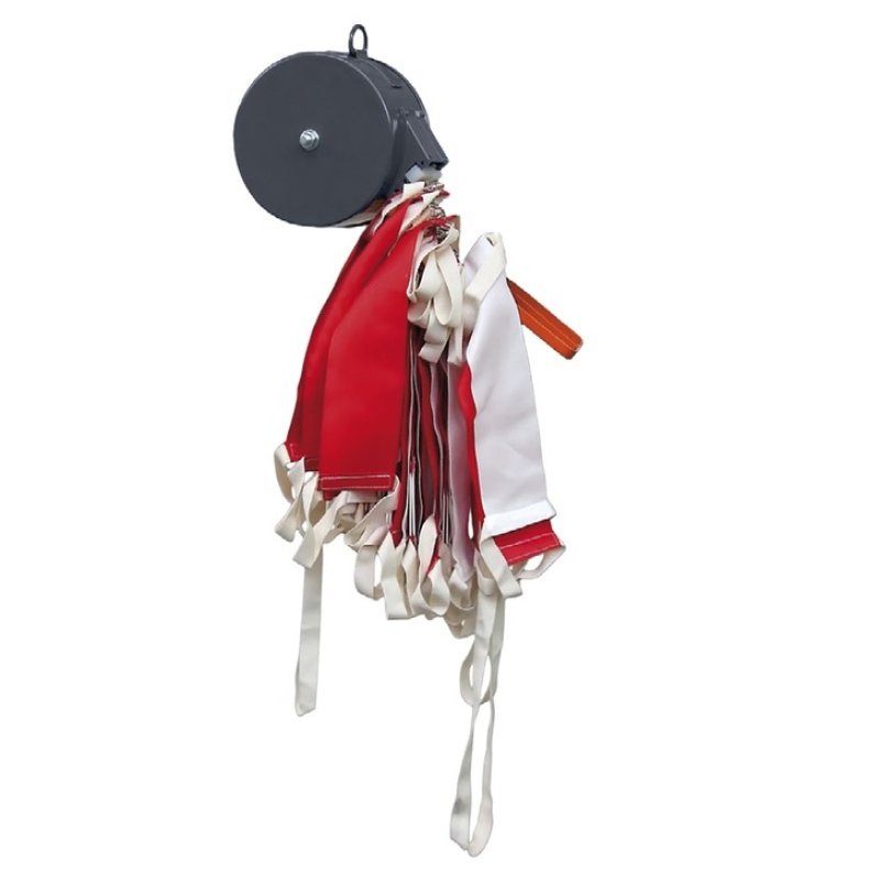 Draaibare stalen haspel met reflecterende rood/witte veiligheidsbarriere