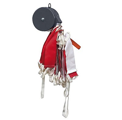 Draaibare stalen haspel met reflecterende rood/witte veiligheidsbarriere