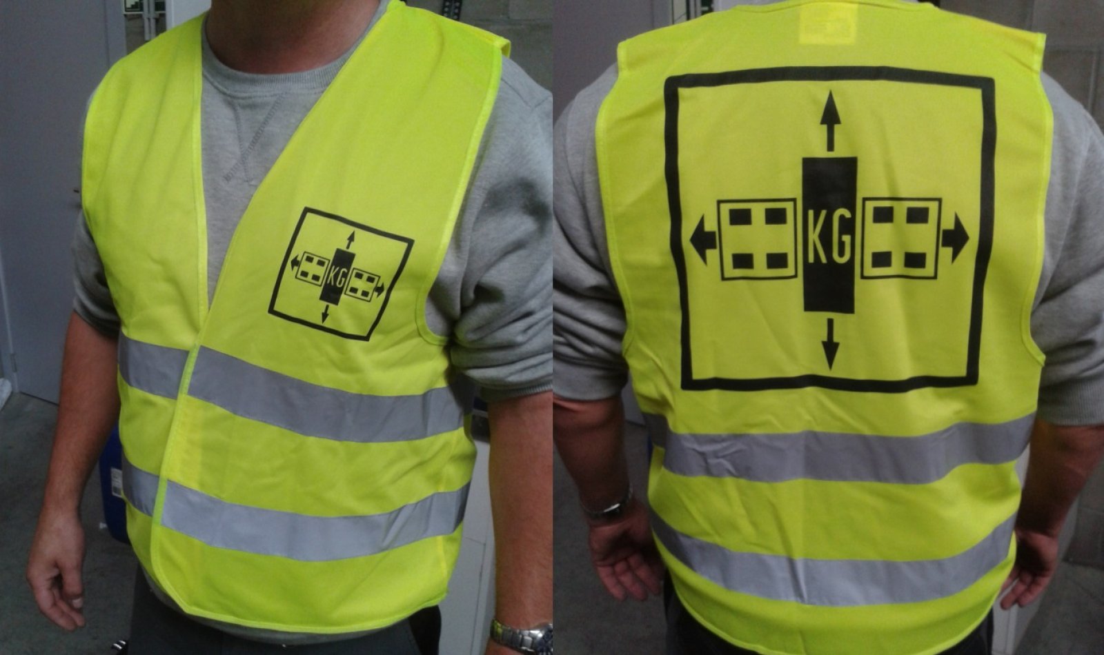 Yellow safety vest L/XL with reflective stripes and print for Exceptional tranport