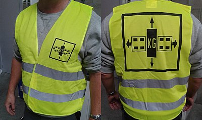 Yellow safety vest L/XL with reflective stripes and print for Exceptional tranport