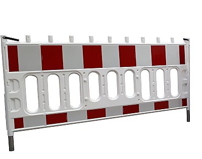 Barrier HDPE L 2060 x H 1060 mm WHITE +/- 9,5 kg with metal feet and reflection CL 1 (ex bases)