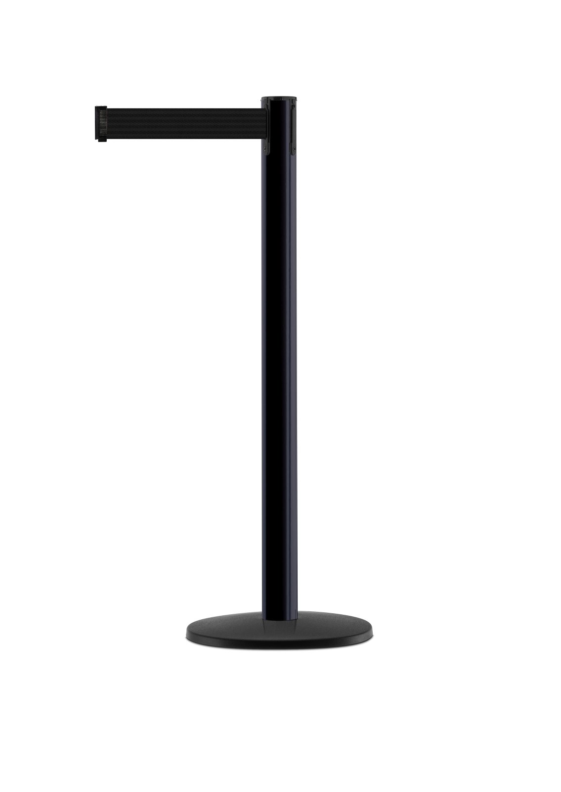 Poteau en noir satiné avec ruban extensible noir (2,30 m) H: 970 mm