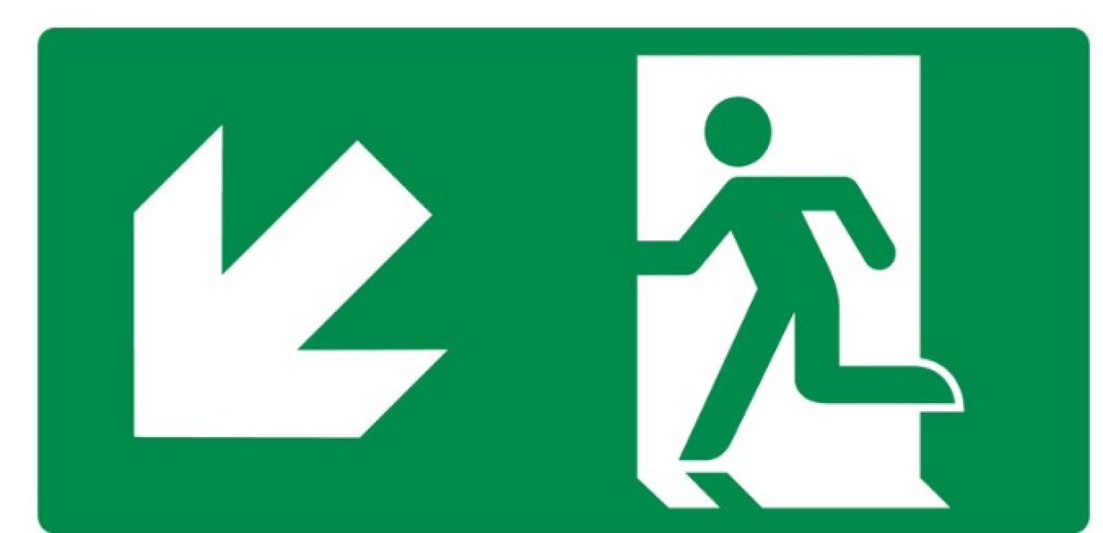 Emergency route left below  PP 300 x 150 mm