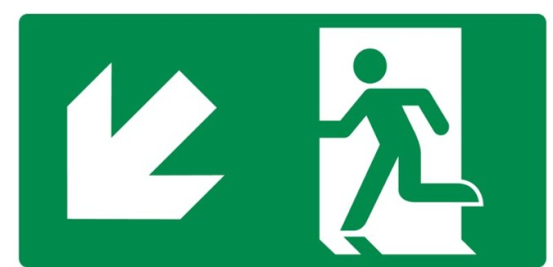 Emergency route left below  PP 300 x 150 mm