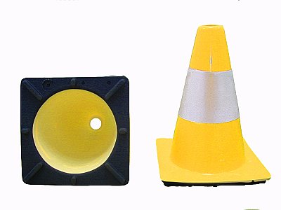 Cone 30cm soft pvc yellow 1 reflective stripe