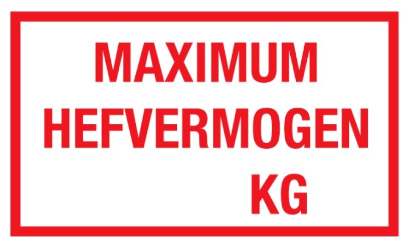 Pictogram: Max.Hefv...KG - Vinyl - 200 x 150 mm