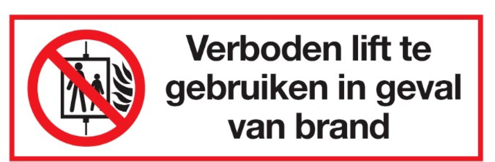 Pictogram: Verboden lift te gebruiken in geval van brand - PP - 300 x 100 mm